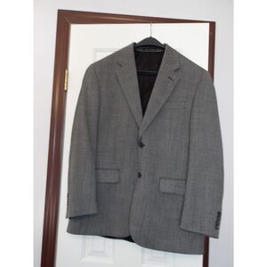 CHAPS Classic Grey Wool Blend Blazer Two-Button Business Suit Jacket